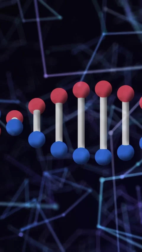 DNA strand and molecular structure animation over network of connections Stock Footage 342677234