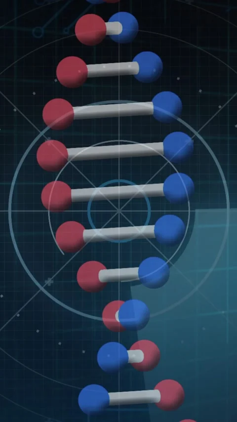 DNA strand and molecular structure animation over scientific data visualization Stock Footage 342996690