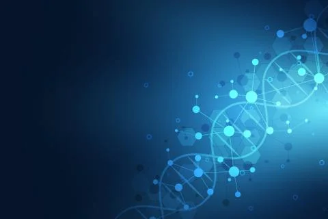 DNA strand and molecular structure. Genetic engineering or laboratory research Stock Illustration