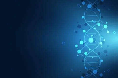 DNA strand and molecular structure. Genetic engineering or laboratory research Illustrazione stock