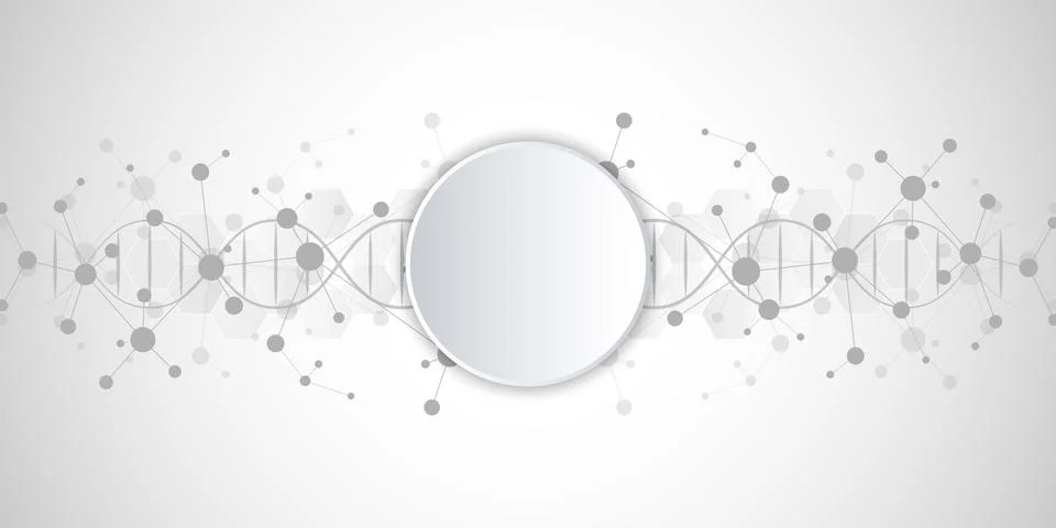 DNA strand and molecular structure. Genetic engineering or laboratory research Stock Illustration
