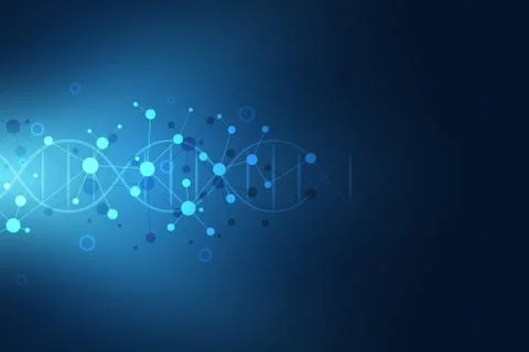 DNA strand and molecular structure. Genetic engineering or laboratory research Stock Illustration