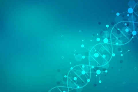 DNA strand and molecular structure. Genetic engineering or laboratory research Stock Illustration