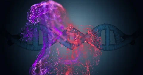 DNA strand and particles animation over abstract background Stock Footage 305816718