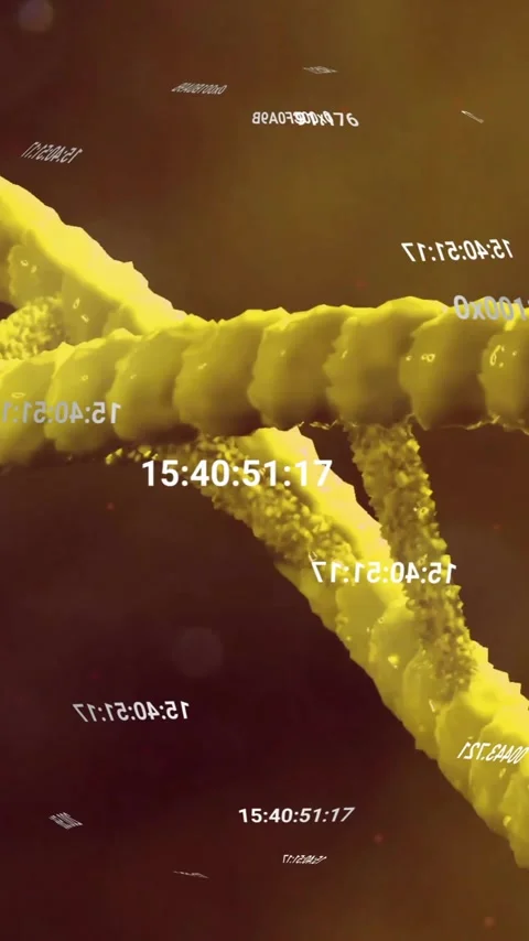 DNA strand and scientific data processing animation over yellow background Stock Footage 343091754