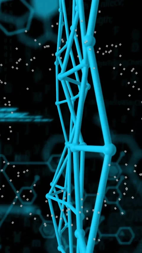 DNA strand and scientific data processing animation over dark background Stock Footage 344284686