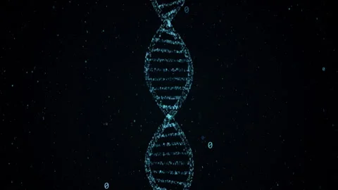 DNA strand animation from glowing binary code symbols on digital  background Stock Footage 279639456