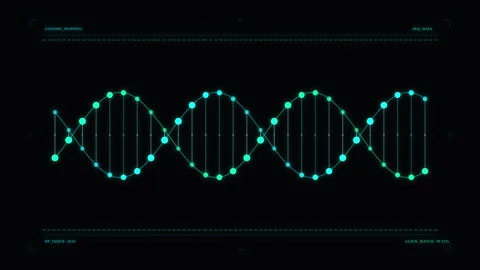 Dna strand animation loop glowing blue medical science tech hud motion Stock Footage 346542079