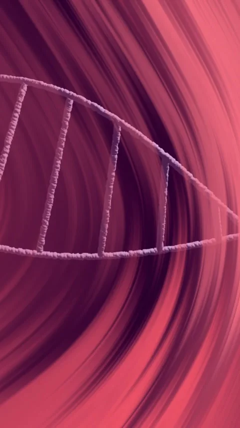 DNA strand animation over abstract red and pink swirling background Stock Footage 342643550
