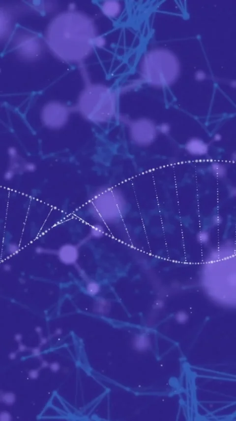 DNA strand animation over abstract molecular structures on blue background Stock Footage 342677277