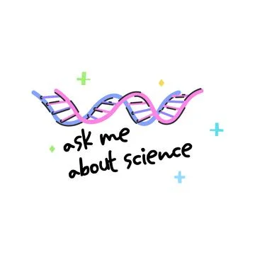 DNA Strand Ask Me About Science Illustration, Genetics Biology Clipart, Cut.. Stock Illustration