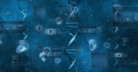 DNA strand with binary coding, processing scientific data in animation 動画素材 303554941