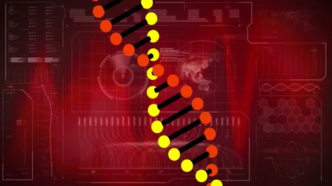 DNA strand with binary coding, processing scientific data in animation sequence 動画素材 305070306