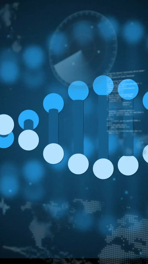 DNA strand with binary coding, processing scientific data in animation Stock Footage 319811118
