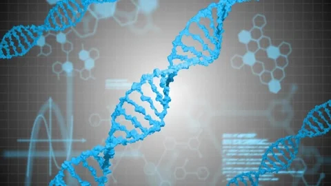 DNA strand with binary coding, processing scientific data in animation Stock Footage 329989599