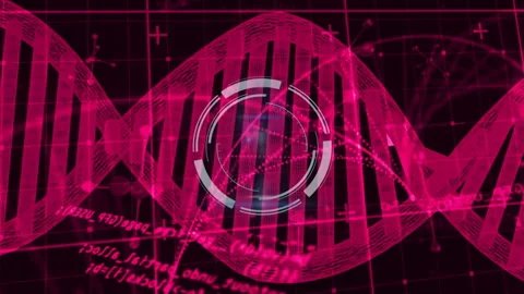 DNA strand with binary coding in scientific data processing animation Stock Footage 304843511