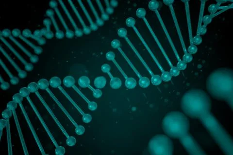 DNA strand on black background Illustrazione stock