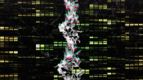 DNA strand with digital data processing animation, green patterns on black Stock-Footage 303877891
