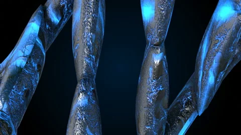 DNA strand fly in. Abstract 3d polygonal wireframe DNA molecule helix spiral. Stock Footage 114241686