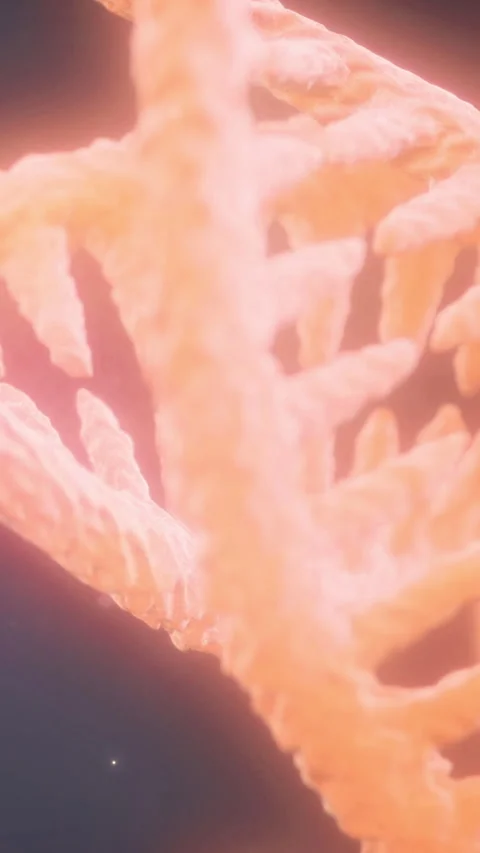 DNA strand glowing in an abstract representation of life and genetics Stock Footage 336174766