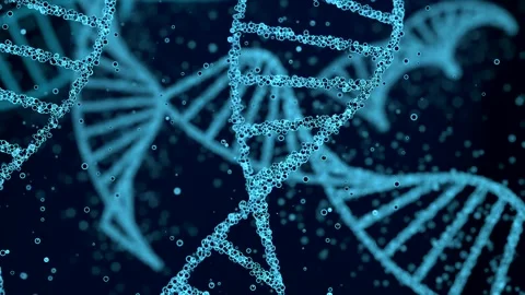 DNA strand, helix structure, fluid particles, genetic research. Stock Footage 329789225