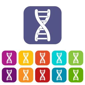 DNA strand icons set flat イラスト素材