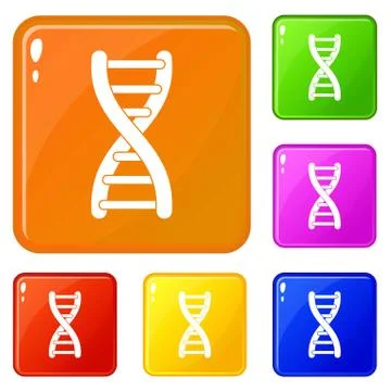DNA strand icons set vector color イラスト素材