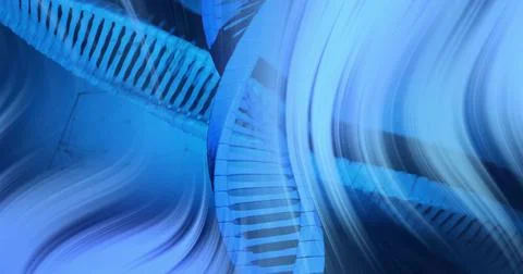 DNA strand image over abstract blue background with flowing lines 스톡 일러스트