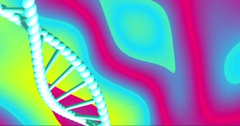 DNA strand image over vibrant, colorful abstract background Stock Illustration
