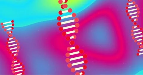 DNA strand image over vibrant, colorful abstract background 스톡 일러스트
