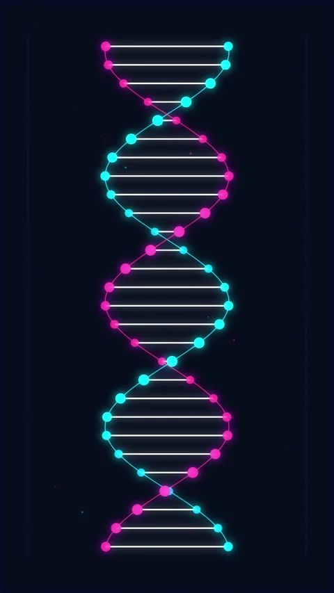 Dna strand loop motion graphic, neon helix science background, genome Stock Footage 346539964