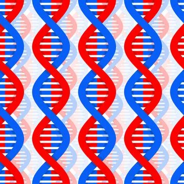 DNA strand pattern seamless. Deoxyribonucleic Acid Molecule background. Genet Stock Illustration