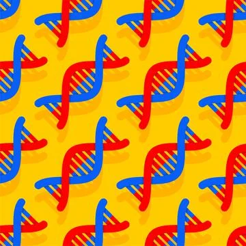 DNA strand pattern seamless. Deoxyribonucleic Acid Molecule background. Genet イラスト素材