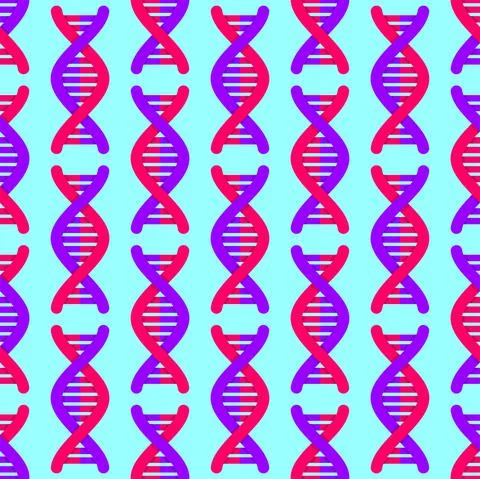 DNA strand pattern seamless. Deoxyribonucleic Acid Molecule background. Genet Illustrazione stock