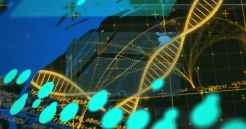DNA strand processing with binary coding, scientific data animation in progress Stock Footage 305894248