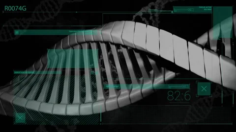 DNA strand processing with binary coding in scientific data animation Stock Footage 306170694