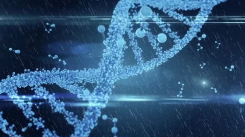 DNA strand processing scientific data with binary coding in animation Stock Footage 305028823