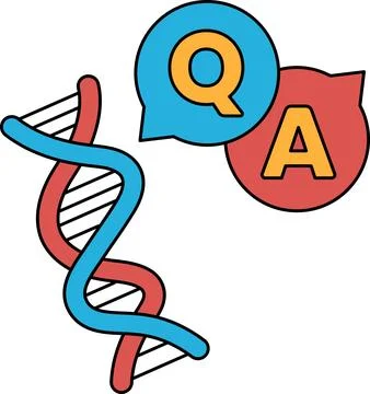 A DNA strand with a question mark and an A above it Illustrazione stock