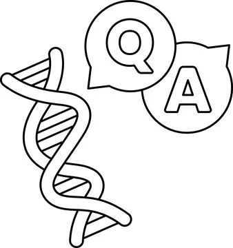 A DNA strand with a question mark and an A above it Stockillustratie