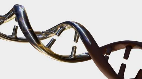 A DNA strand with rust, symbolizes damage within genetic material. Illustration