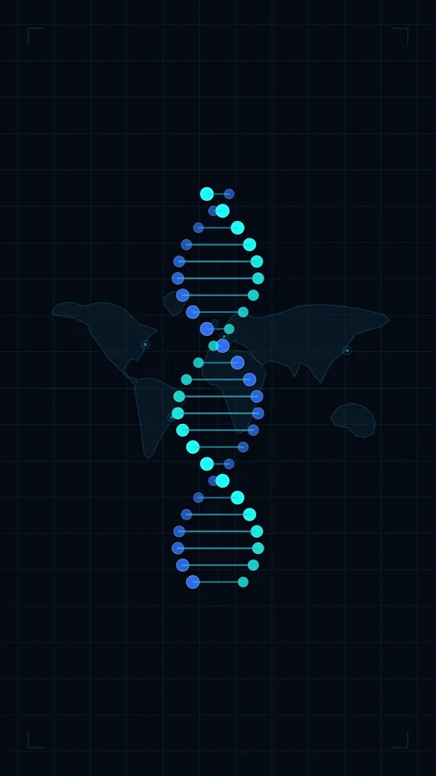 Dna strand world map animation loop genetics biology medical science 库存影片 346542897
