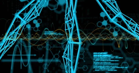 DNA strands and data waves animation over scientific background Stock Footage 305021351