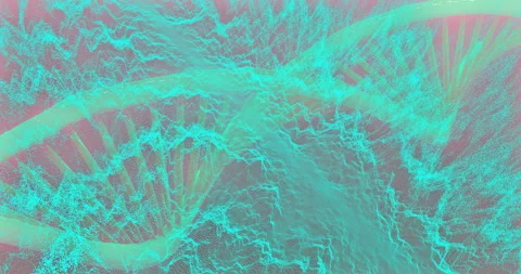 DNA strands and electric waves, scientific data processing animation Stock Footage 307736860