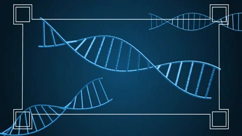 DNA strands and genetic coding animation over blue background with white lines Stock-Footage 304102800