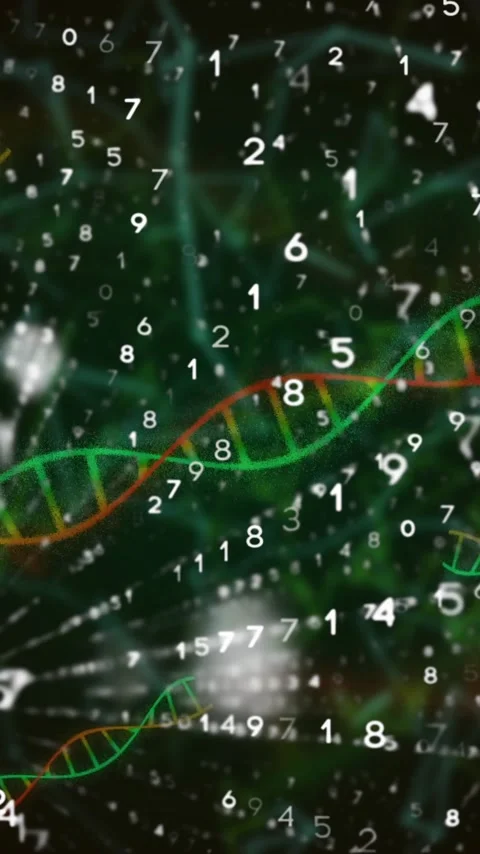 DNA strands and numbers intertwining in complex scientific data animation Stock-Footage 319811612