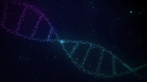 Dna strands assembled from many particles elements Stock Footage 266224577