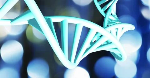 DNA strands image over blurred light background Illustrazione stock