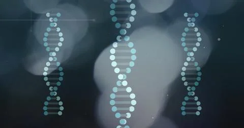 DNA strands image over blurred abstract background Illustrazione stock