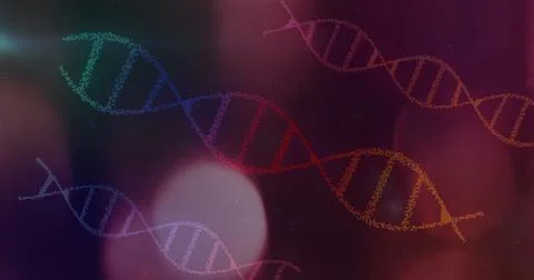 DNA strands image over colorful abstract background Stock Illustration
