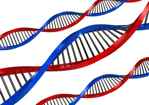 Dna strands over white background Stock Illustration